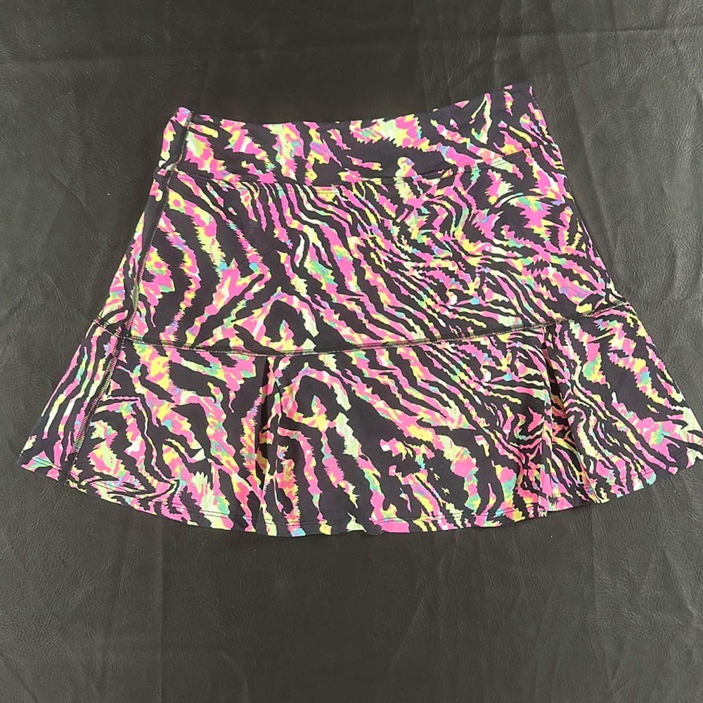 Dona Jo | JoJo Athletic Skirt/Skort  black and neon zebra print.  Size 2 (L)
